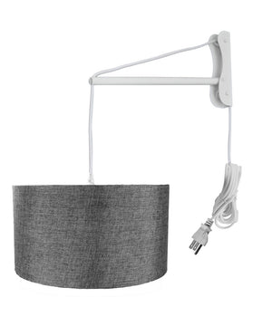 18"W MAST Plug-In Wall Mount Pendant 1 Light White Cord/Arm Granite Gray Shade