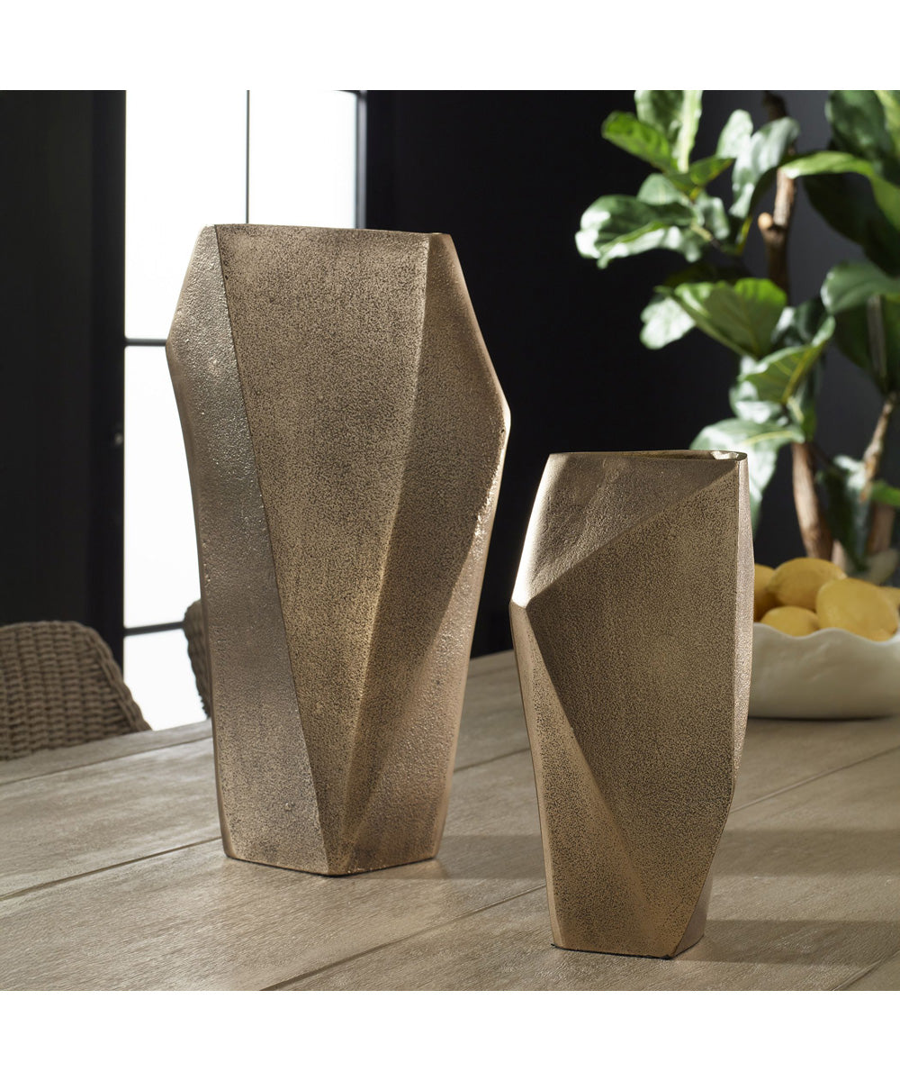 GeoForm Indoor-Outdoor Brass Vases Set of 2