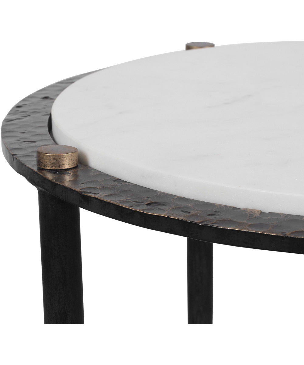 Wren Round White Marble Accent Table