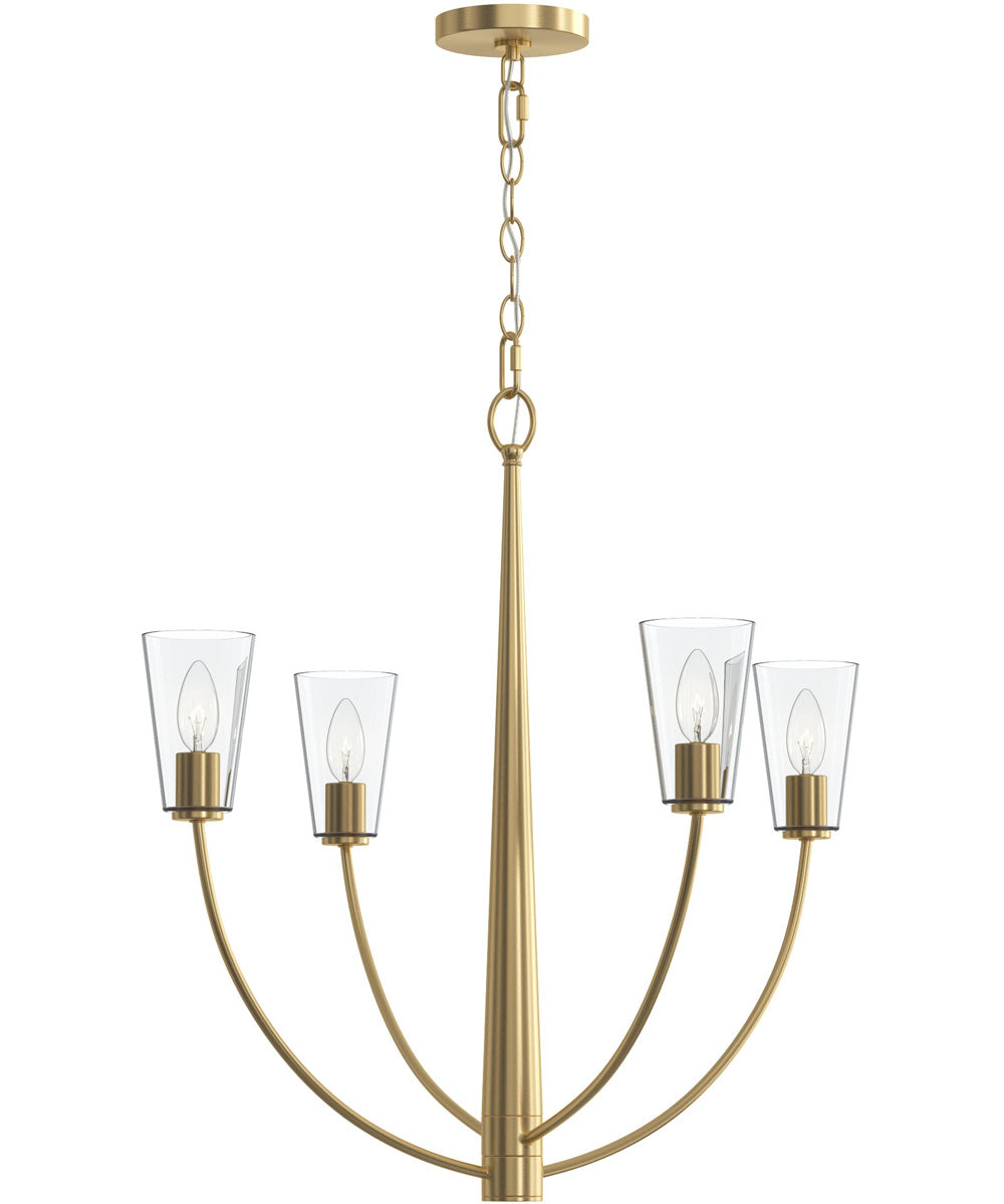 Jheni 4-Light Chandelier with Clear Glass Shades Brushed Gold