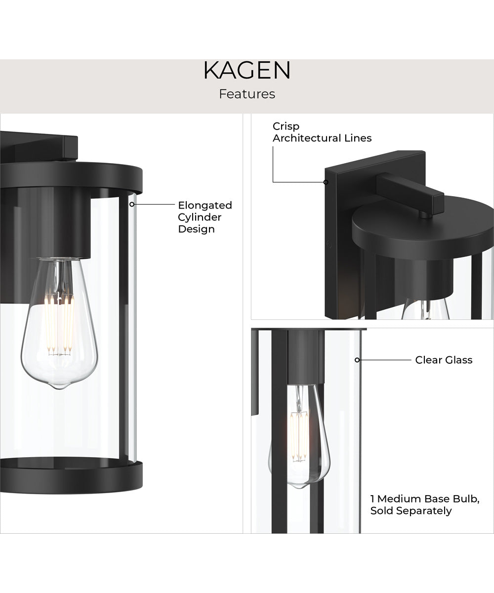 Kagen Medium Outdoor Wall Light with Clear Glass Panels Matte Black