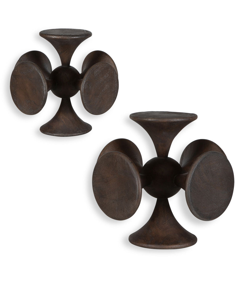 Balanced Harmony Dark Wooden Sculptures Set of 2