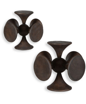 Balanced Harmony Dark Wooden Sculptures Set of 2