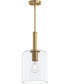 Reines 1-Light Pendant with Clear Glass Shade Brushed Gold