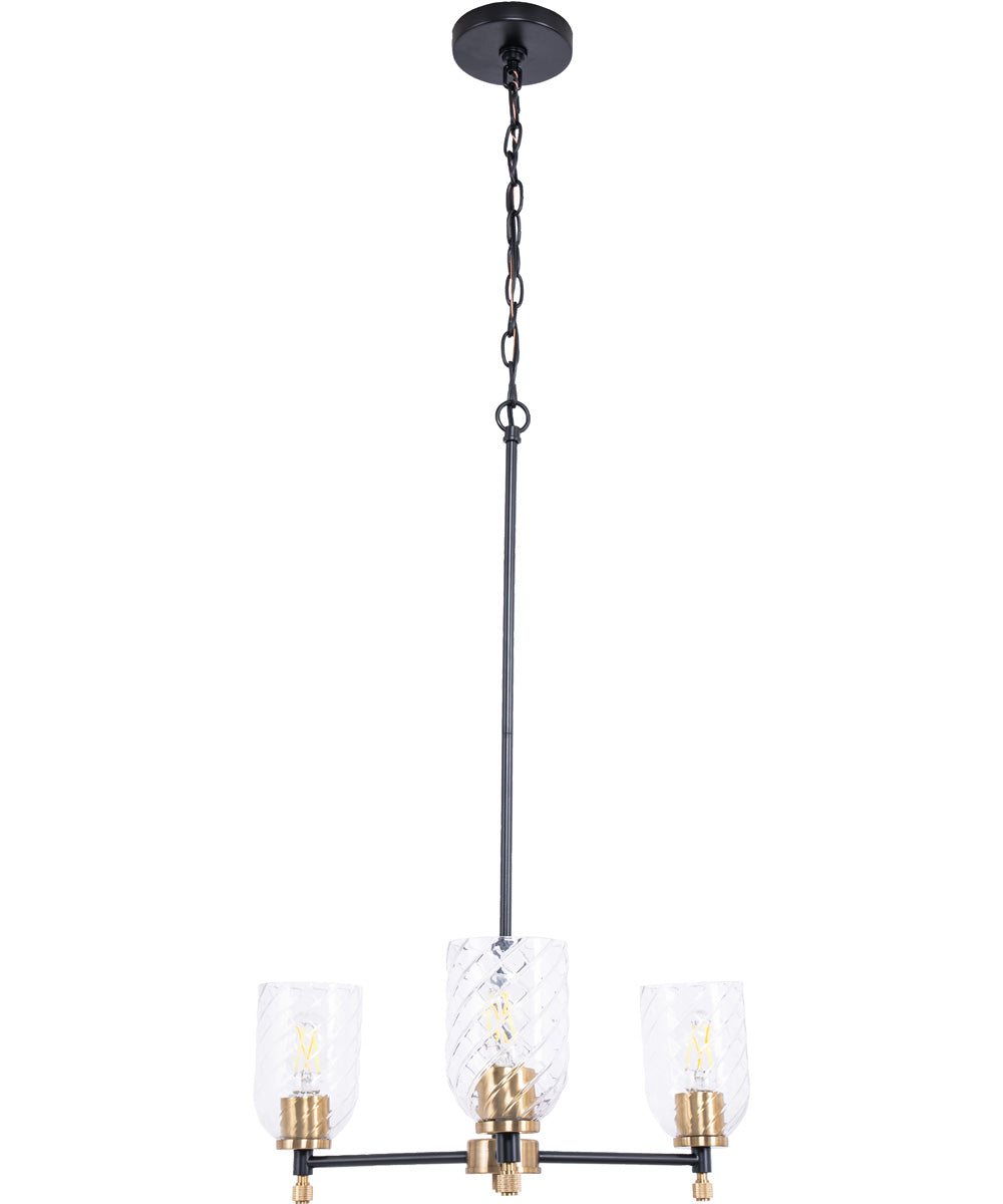 Council 3-Light Lighting Flat Black/Satin Brass