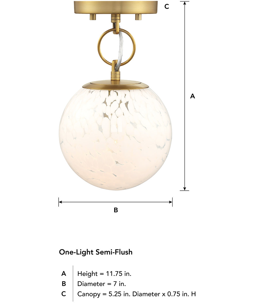 Wine Flower 1 Light Semi Flush Mount Brushed Gold