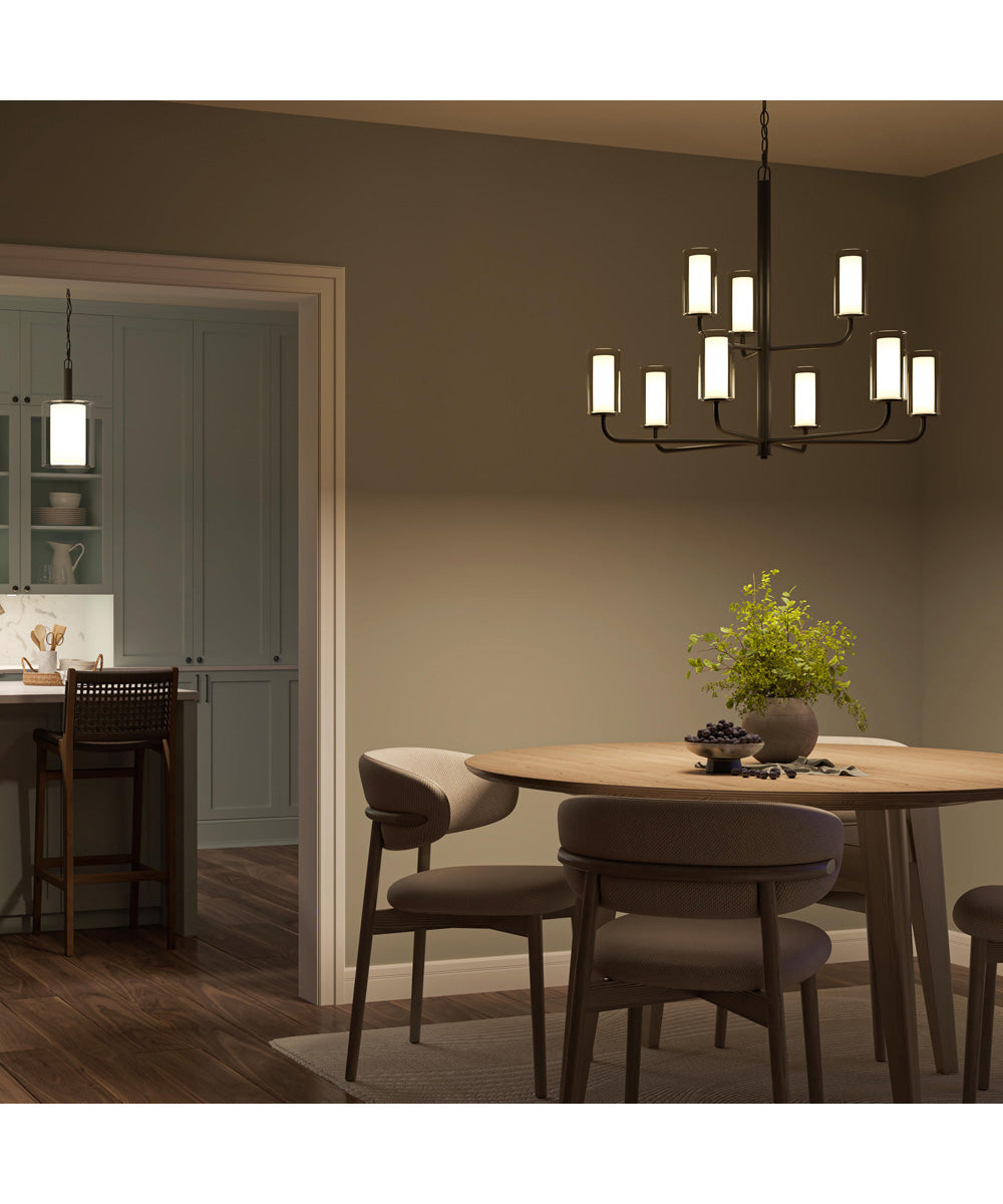 Mack 1-Light Pendant with Layered Glass Shade Matte Black