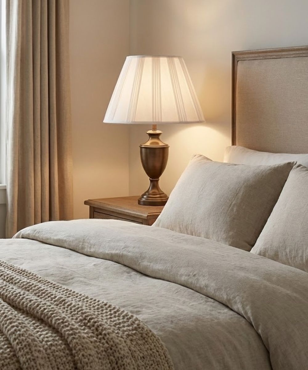 7x17x12 White Linen French Drape Hardback Empire Lampshade