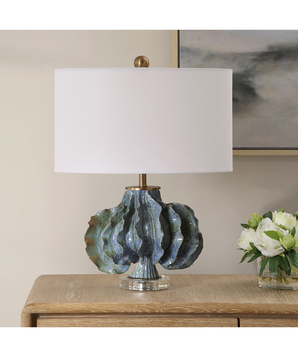 Ruffle Up Blue Green Table Lamp