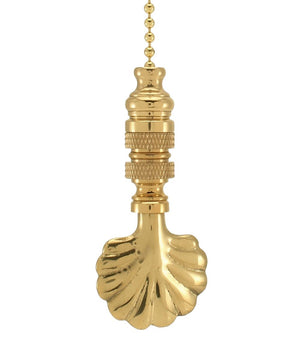Polished Brass Mini SeaShell Ceiling Fan Pull 2.25"h