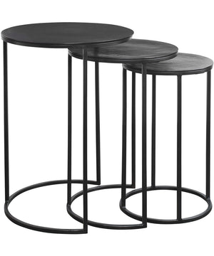 Set of 3 Nesting Tables Espresso Dark Brown