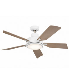 56" Guardian 5-Blade Ceiling Fan White Finish and Silver Blades with Integrated LED Light