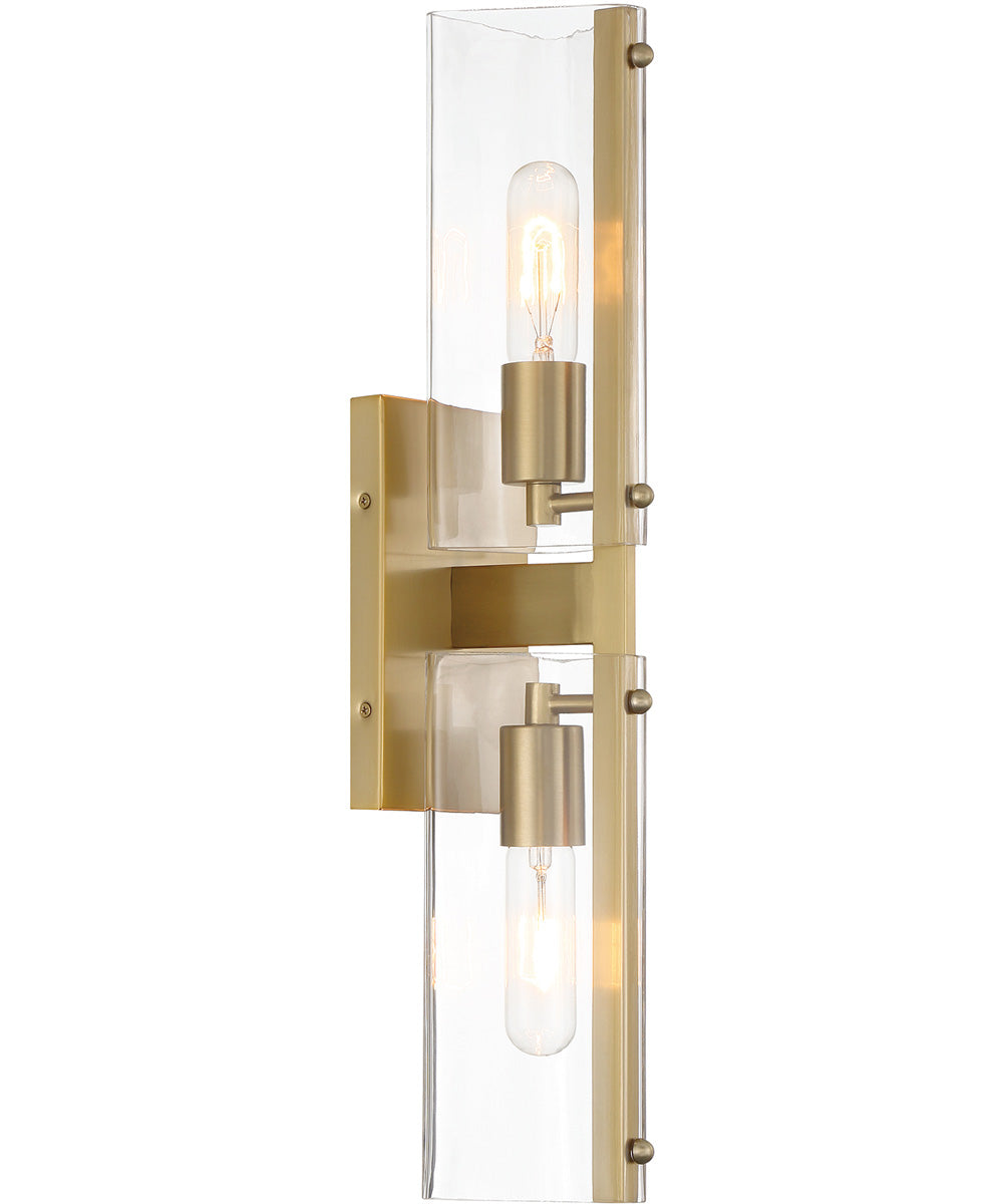 Latitude 2 Light Wall Sconce  Brushed Gold