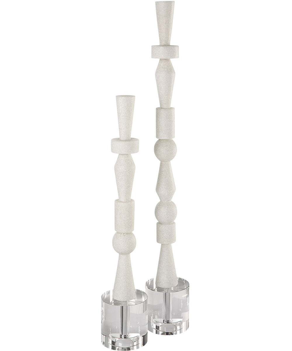 Norte White Stone Sculptures, Set of 2