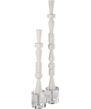 Norte White Stone Sculptures, Set of 2