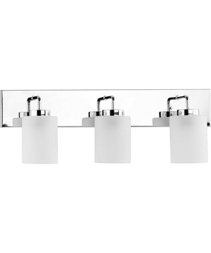 Merry 3-Light Etched Glass Transitional Style Bath Vanity Wall Light Polished Chrome