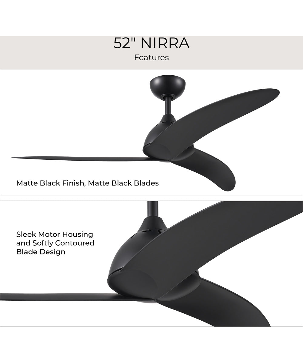 Nirra 52-in. 3-Blade Modern Ceiling Fan Matte Black