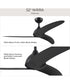 Nirra 52-in. 3-Blade Modern Ceiling Fan Matte Black