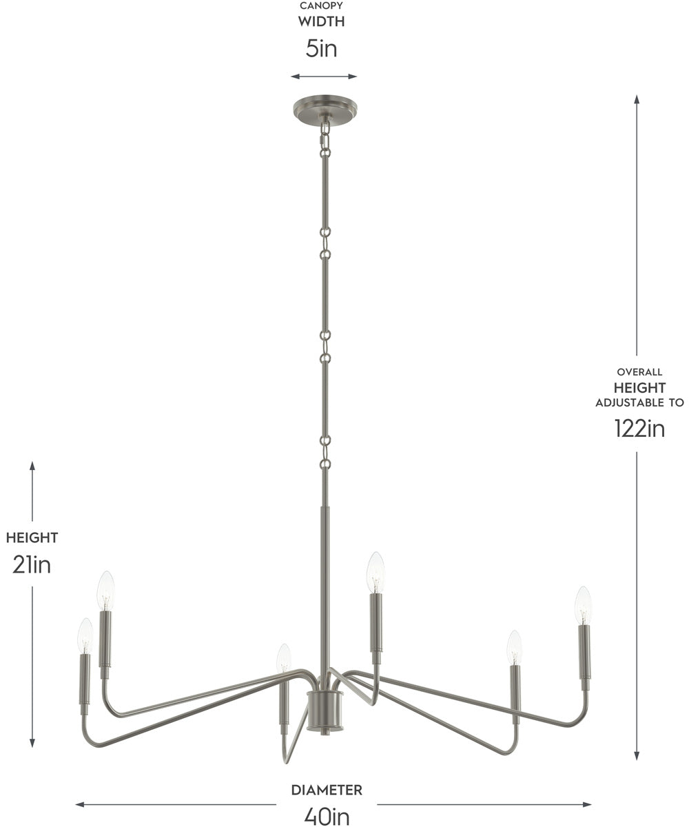 Pilar 6-Light Chandelier Brushed Nickel