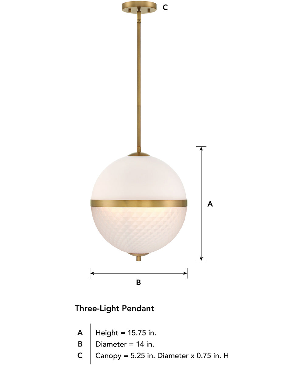 Dia 3 Light Pendant Old Satin Brass