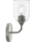 Ilia 1-Light Wall Sconce with Clear Glass Shade Brushed Nickel