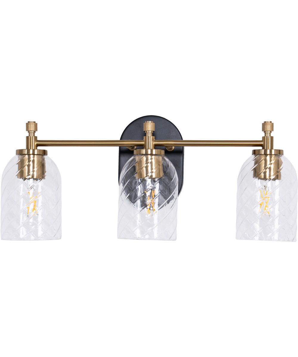 Council 3-Light Lighting Flat Black/Satin Brass