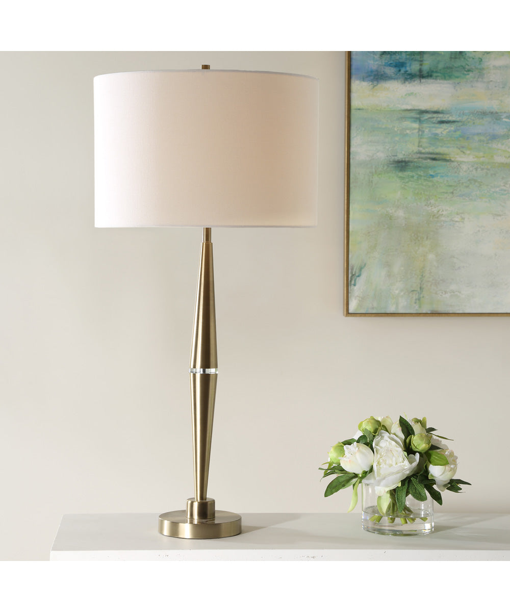 Modern Table Lamp with Crystal in Antique Brass