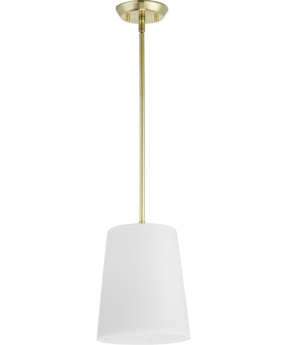 Clarion 1-Light Etched White Pendant P500429 Satin Brass