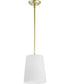 Clarion 1-Light Etched White Pendant P500429 Satin Brass