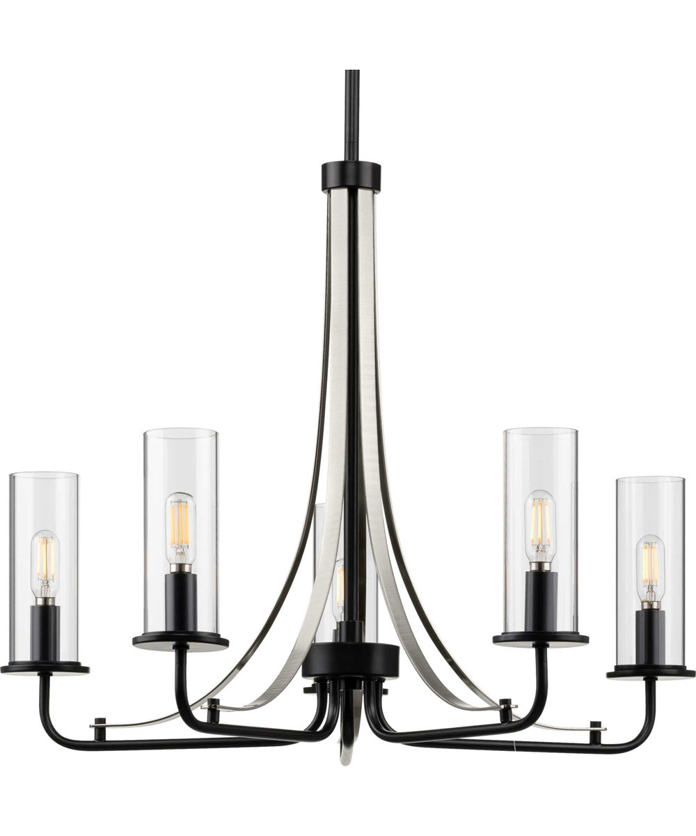 Riley 5-Light Clear Glass New Traditional Chandelier Light Matte Black