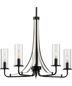 Riley 5-Light Clear Glass New Traditional Chandelier Light Matte Black