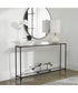 Console Table with Mirrored Shelves in Satin Black