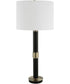 Metal Table Lamp in Black and Antique Gold with White Linen