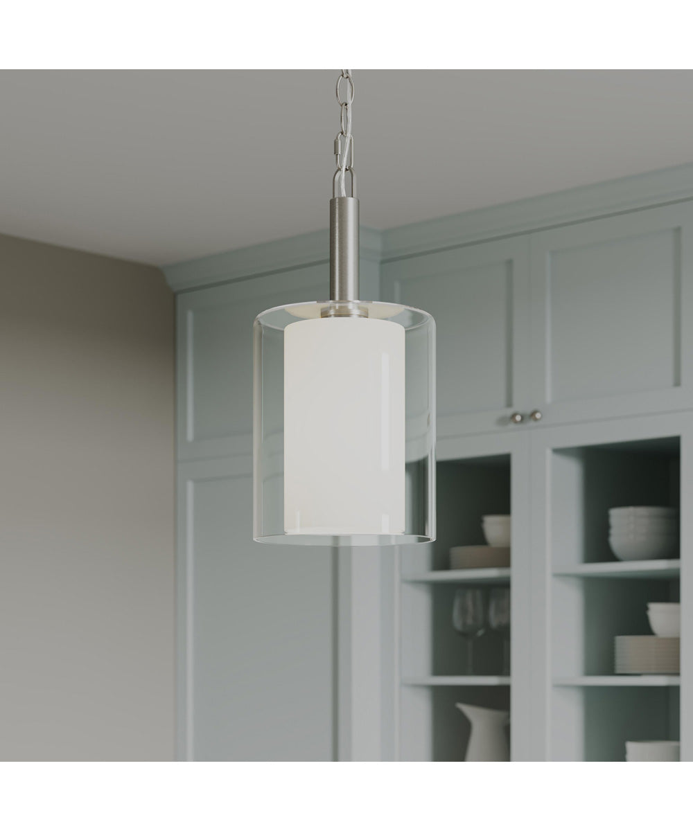 Mack 1-Light Pendant with Layered Glass Shade Brushed Nickel