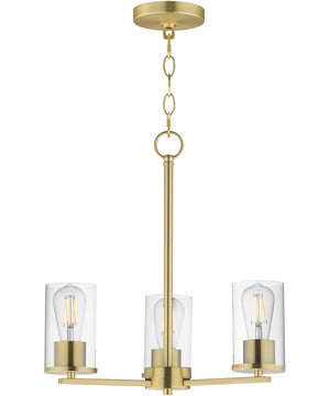 Lateral 3-Light Chandelier Satin Brass
