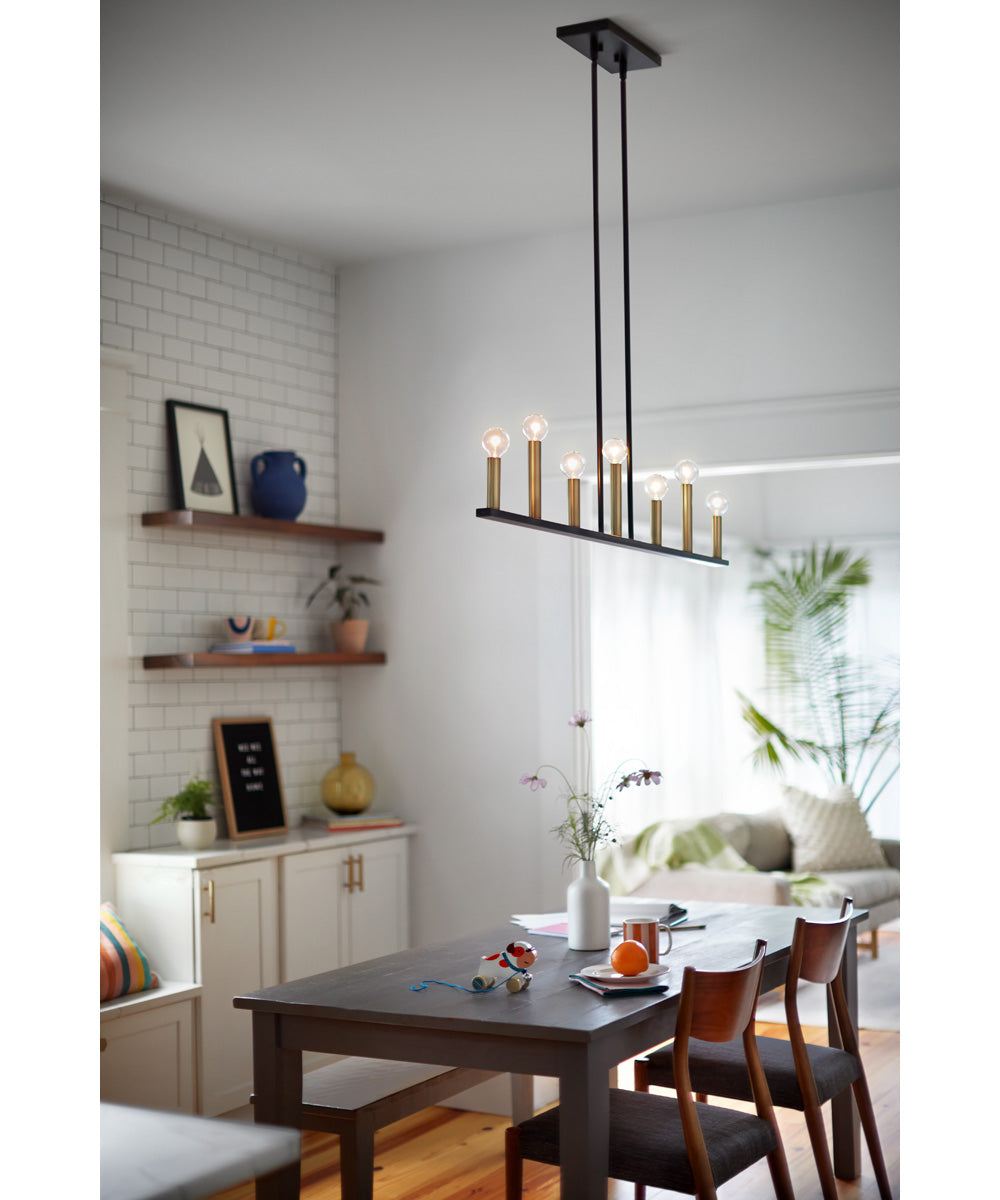 Lazlo 7-Light Large Seven Light Linear Chandelier in Black