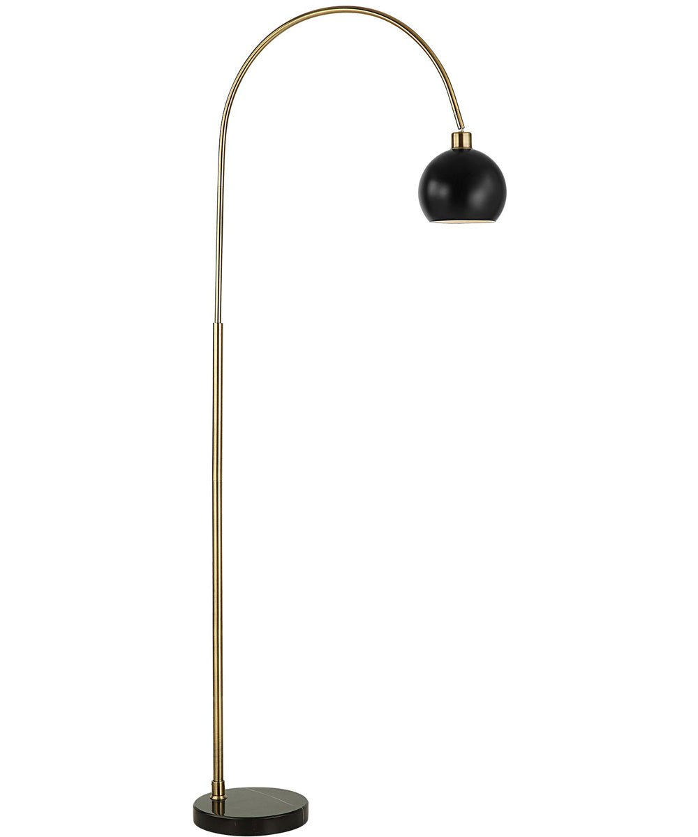 Arched Floor Lamp in Antique Brass and Matte Black Metal