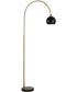 Arched Floor Lamp in Antique Brass and Matte Black Metal