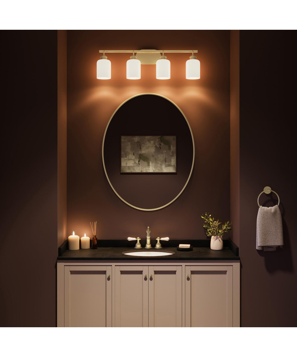 Reines 4-Light Bath Vanity with Opal Glass Shades Brushed Gold