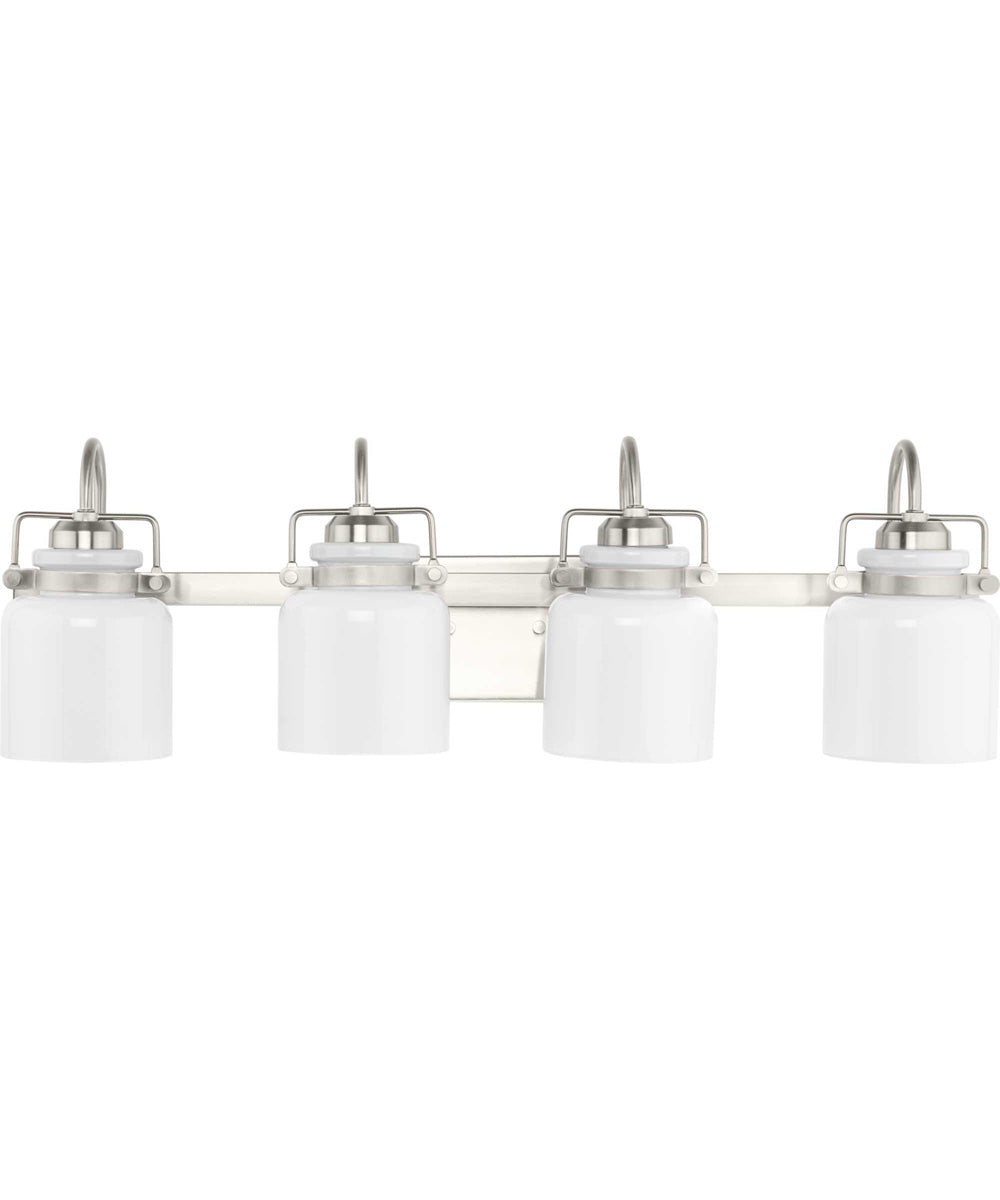 Fessler 4-Light Opal Glass Farmhouse Bath Light Brushed Nickel