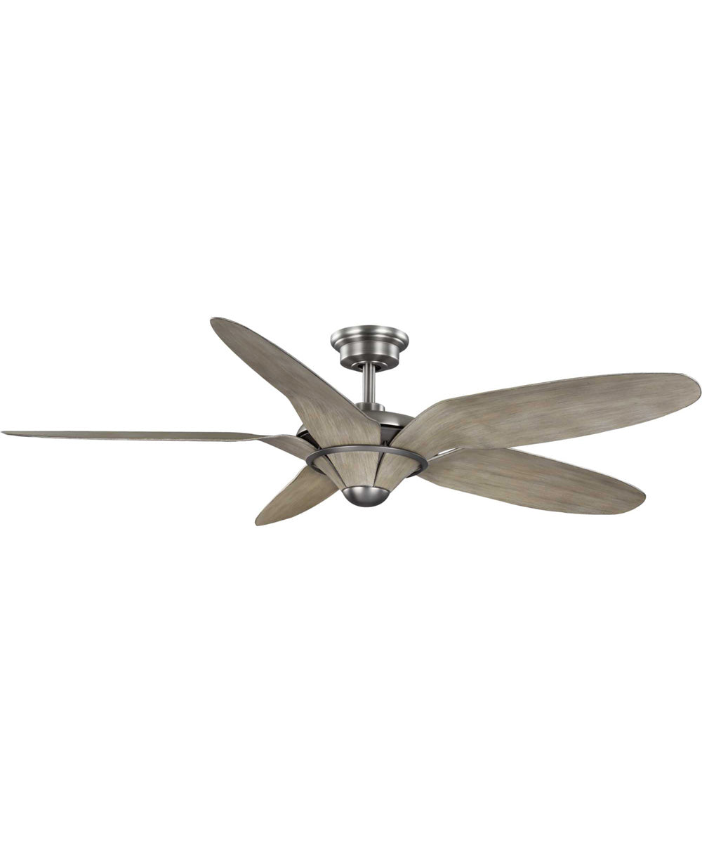 Mesilla 60" 5-Blade White Barnwood/Indoor/Outdoor DC Motor Urban Industrial Ceiling Fan Antique Nickel