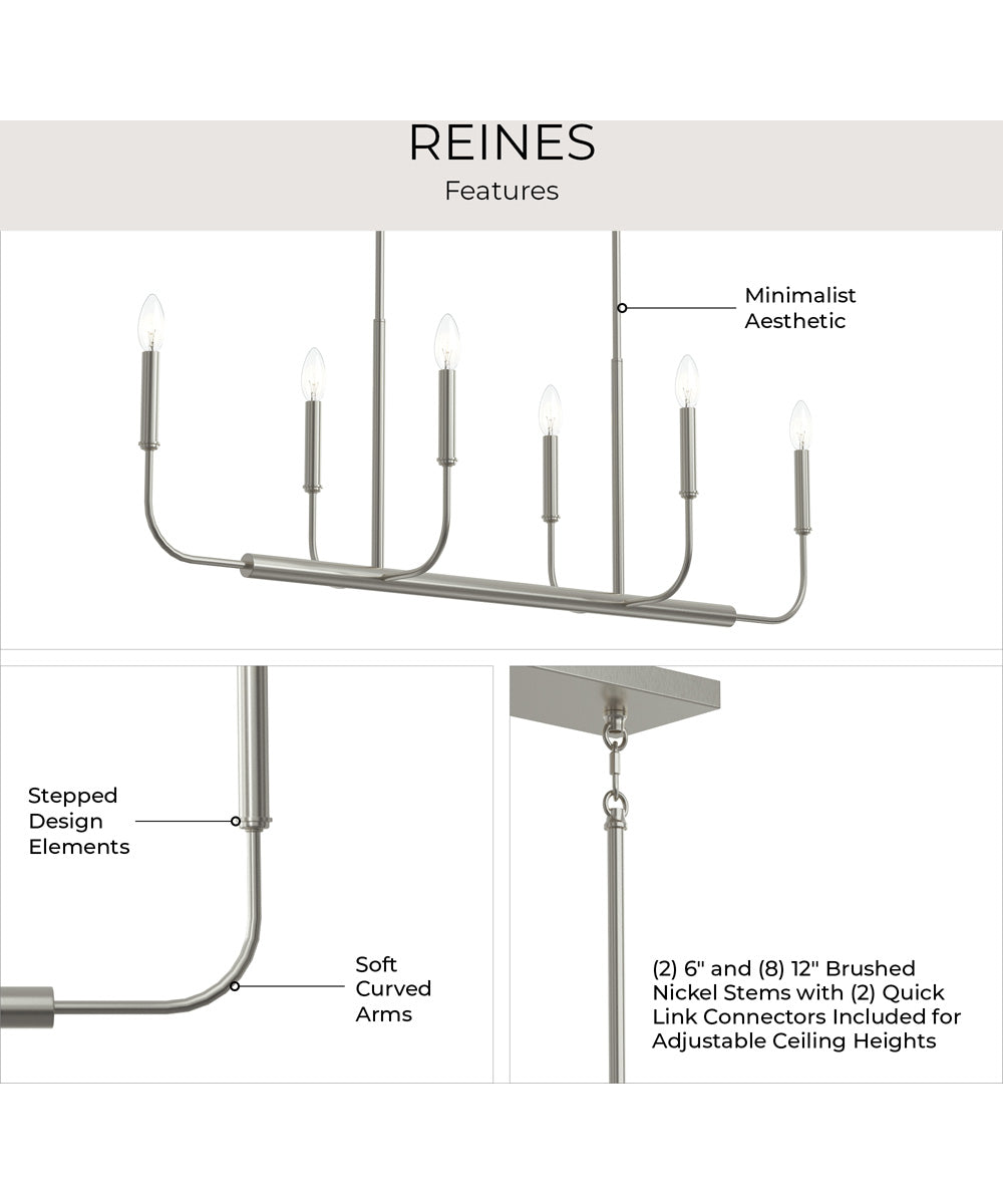 Reines 6-Light Linear Chandelier Brushed Nickel