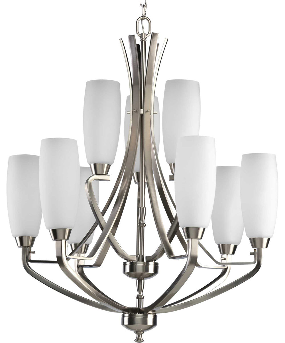 Wisten 9-Light Etched Glass Modern Chandelier Light Brushed Nickel