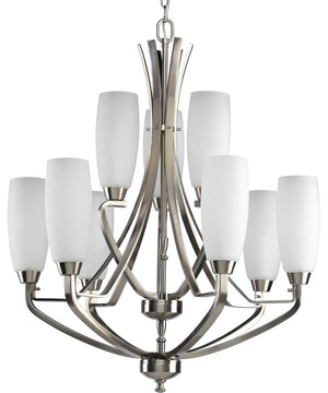 Wisten 9-Light Etched Glass Modern Chandelier Light Brushed Nickel
