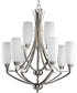 Wisten 9-Light Etched Glass Modern Chandelier Light Brushed Nickel