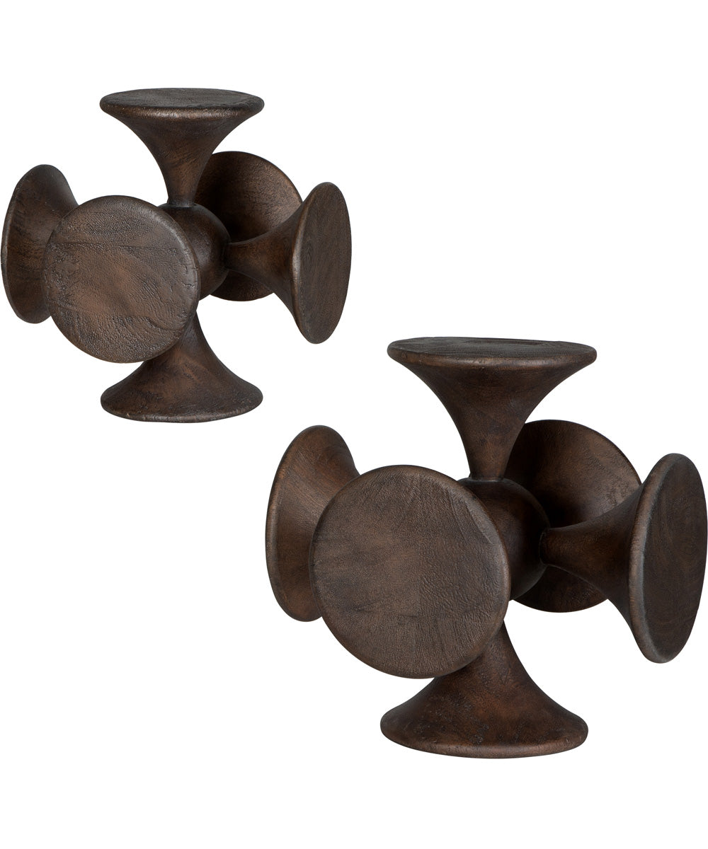 Balanced Harmony Dark Wooden Sculptures Set of 2