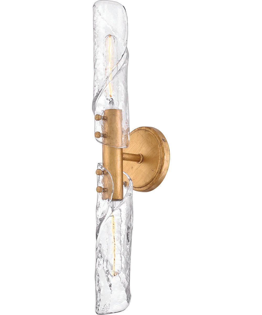 Capri 2-Light Large Two Light Sconce in Distressed Brass