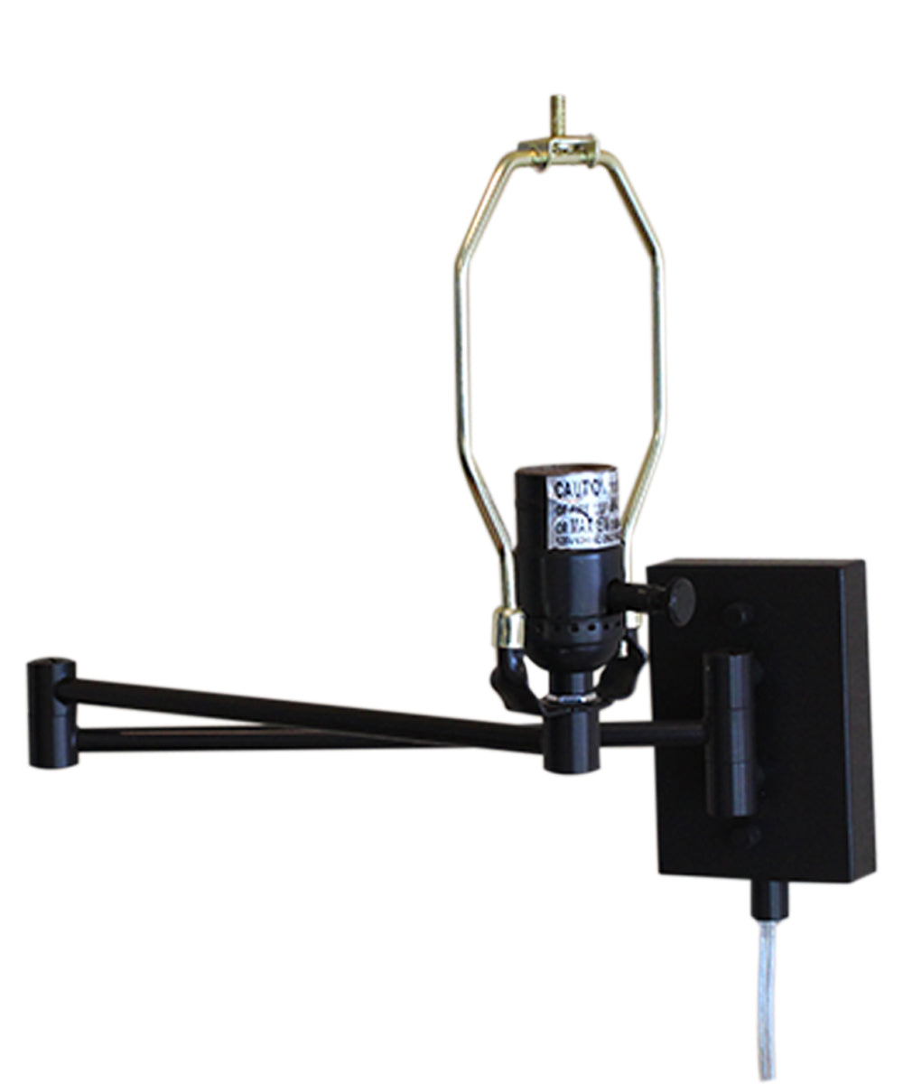 Dimmable Swing Arm Wall Light Bronze Brown Finish with White Linen Lampshade - For Bedside, Living Room, Reading Chair