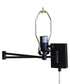 Dimmable Swing Arm Wall Light Bronze Brown Finish with White Linen Lampshade - For Bedside, Living Room, Reading Chair