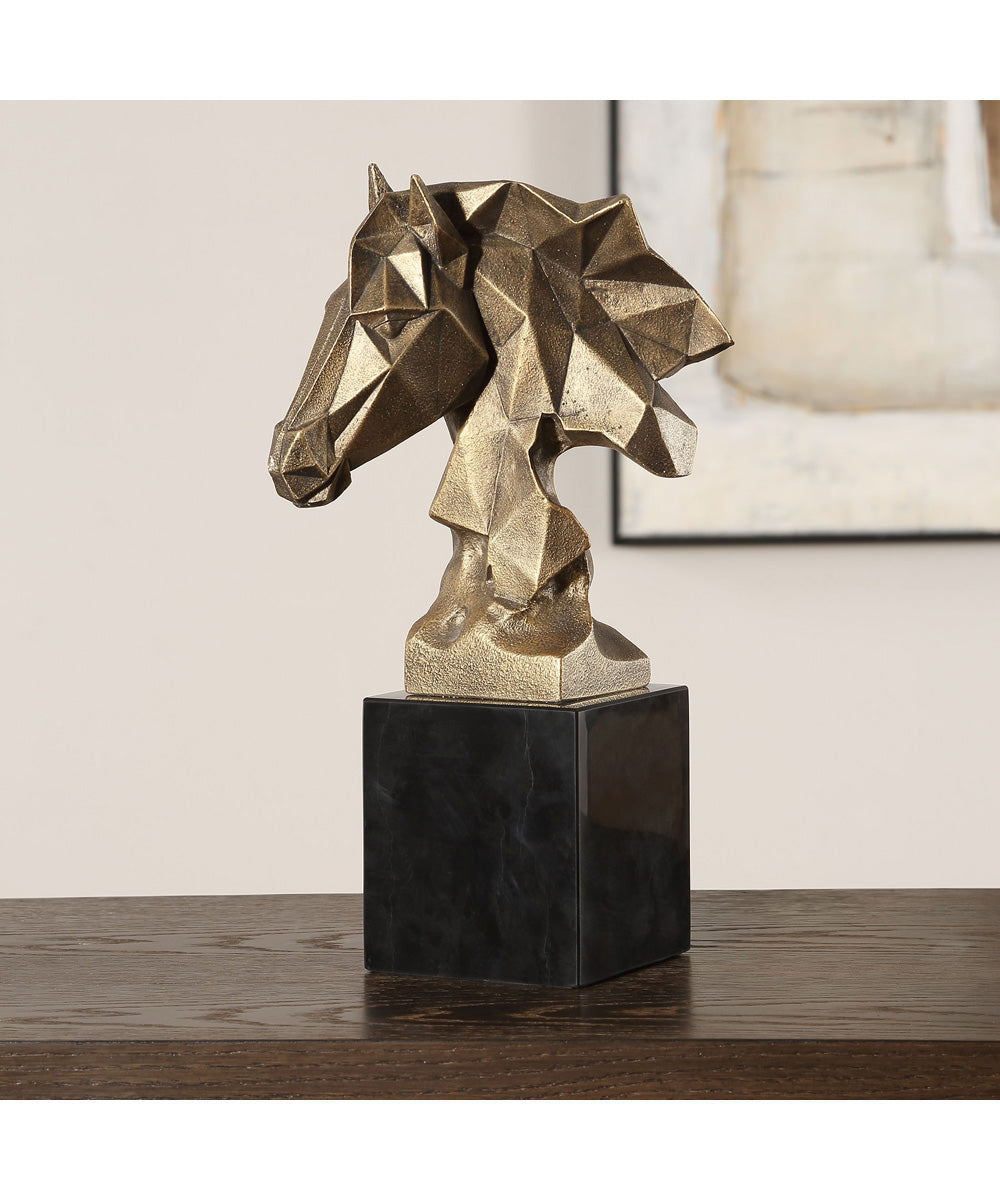 Chiseled Horse Bust Sculpture
